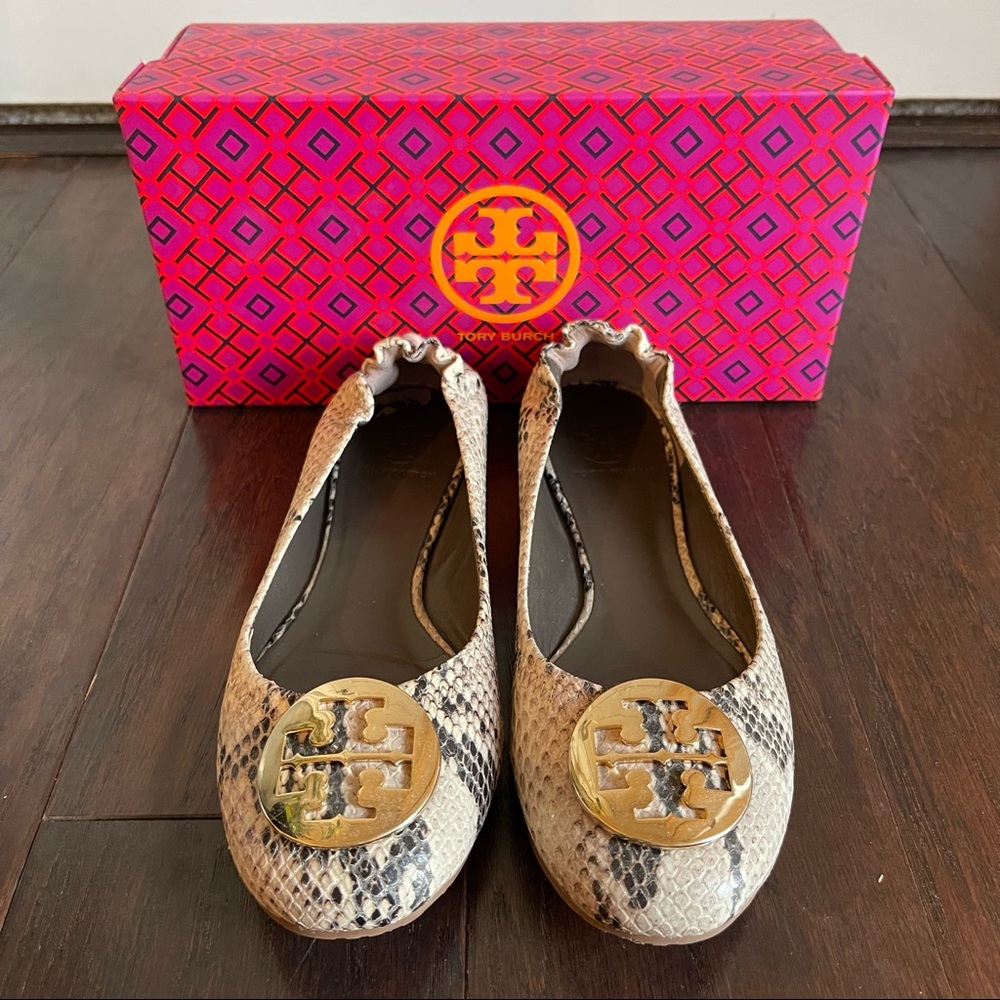 Tory Burch Reva Ballet Flat - Python Snakeskin Print - US 7.5